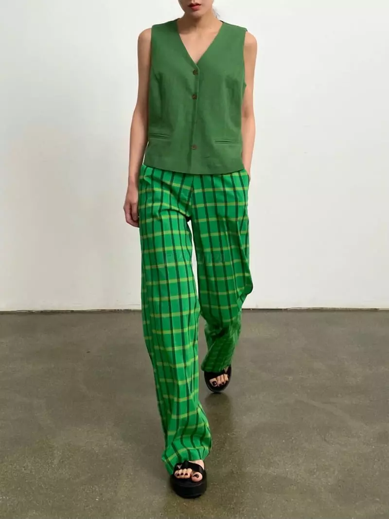 Inni - Korean Women Fashion - #momslook - OB check Pants - 3