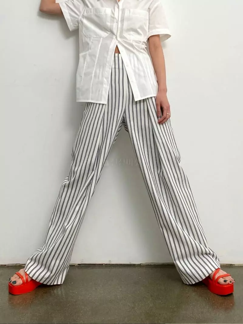 Inni - Korean Women Fashion - #momslook - Linen Stripes Pants