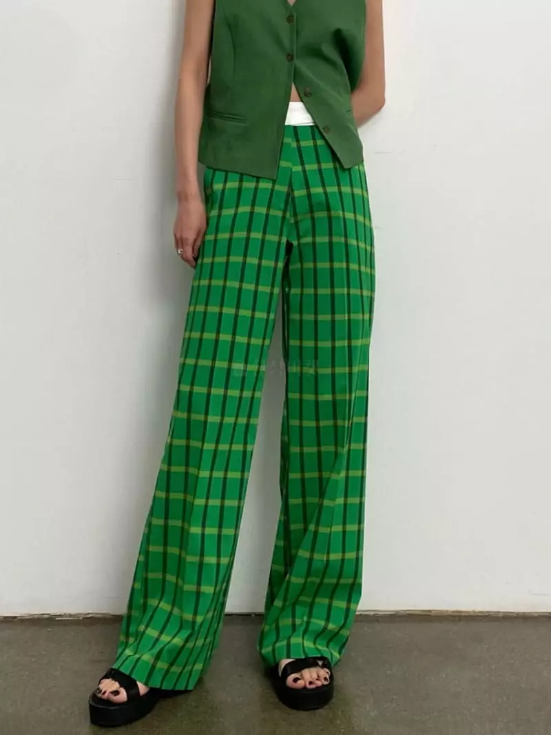 Inni - Korean Women Fashion - #pursuepretty - Check OB Color Pants - 3