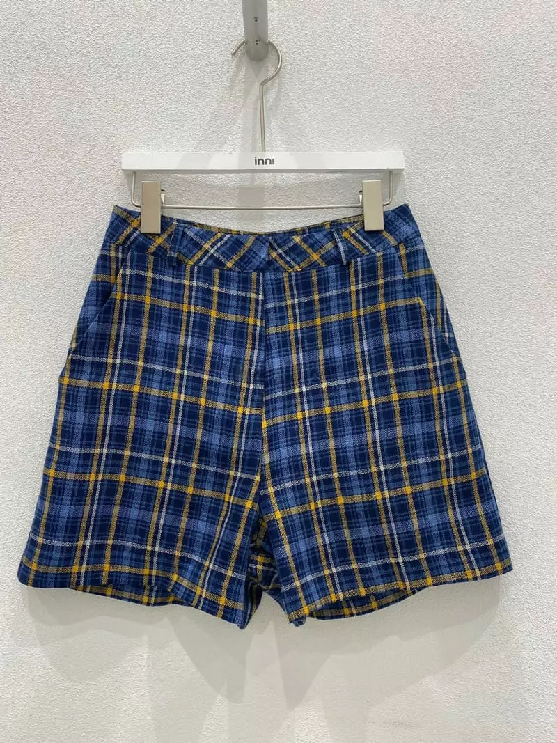 Inni - Korean Women Fashion - #pursuepretty - Check Linen Shorts - 2