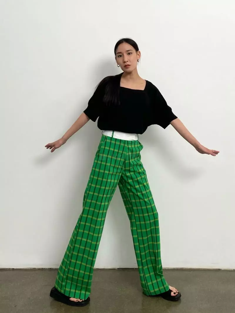 Inni - Korean Women Fashion - #pursuepretty - Check OB Color Pants - 4