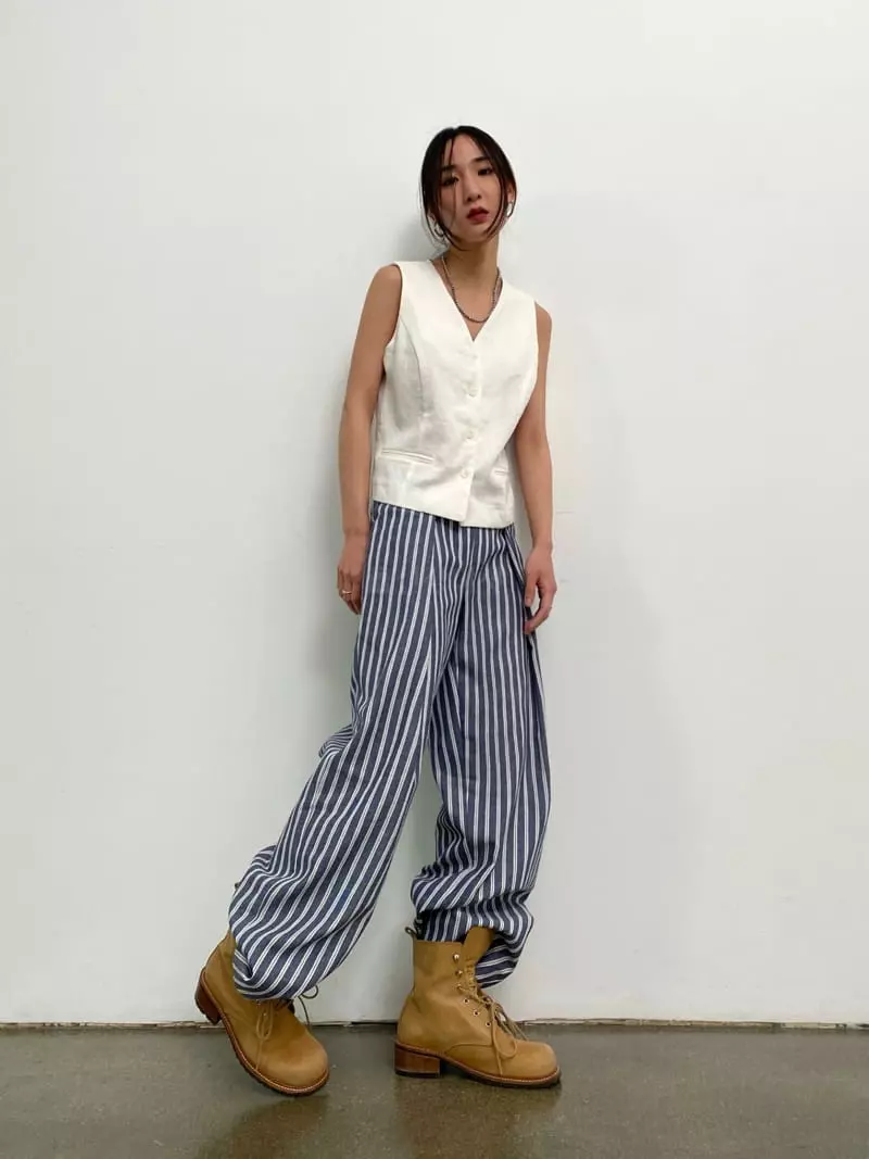 Inni - Korean Women Fashion - #vintageinspired - Linen Stripes Pants - 3