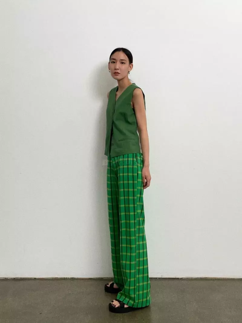 Inni - Korean Women Fashion - #vintagekidsstyle - Check OB Color Pants - 2