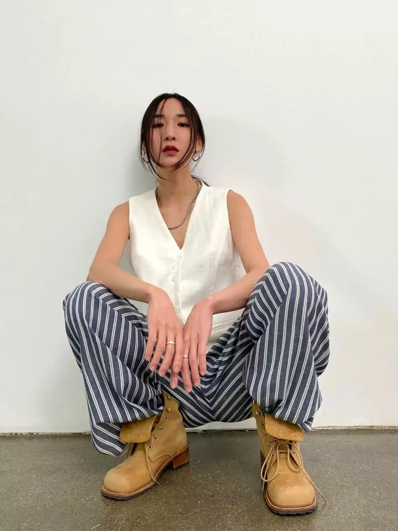 Inni - Korean Women Fashion - #vintageinspired - Linen Stripes Pants - 4