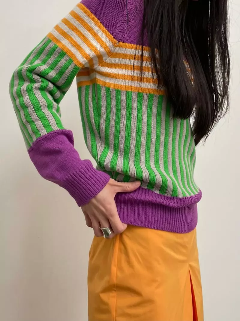 Inni - Korean Women Fashion - #momslook - Piano Stripes Knit - 4