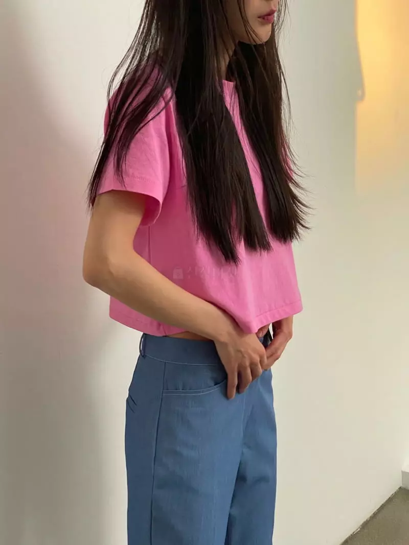 Inni - Korean Women Fashion - #womensfashion - Crop Short Sleeves Tee