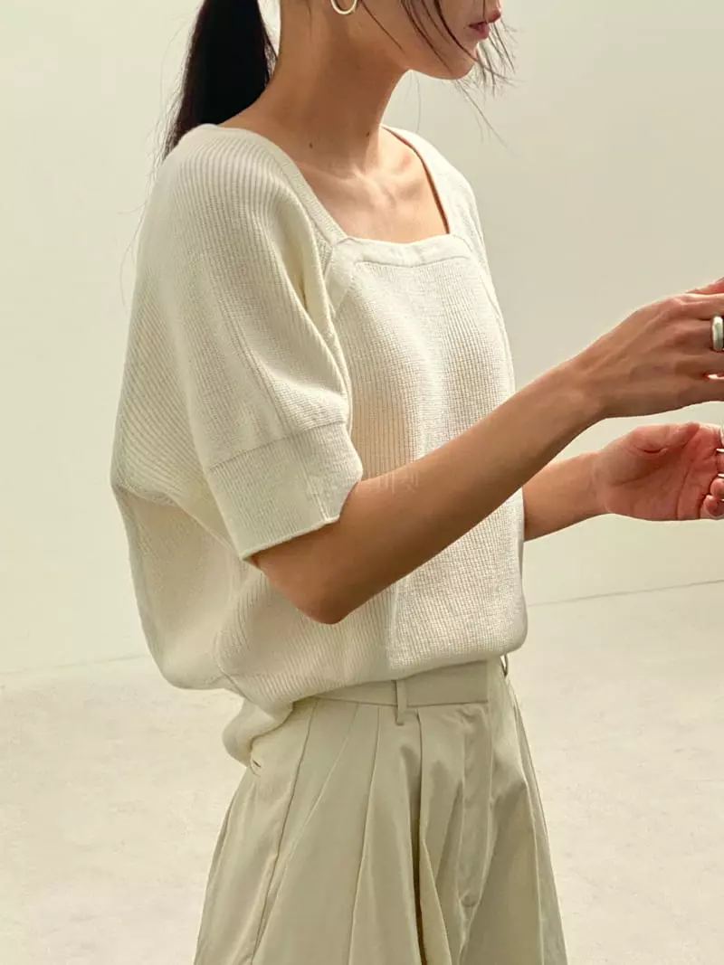 Inni - Korean Women Fashion - #momslook - Square Neck Knit - 4