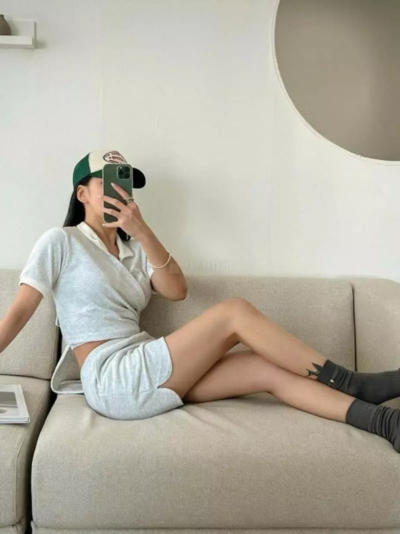 Inssense - Korean Women Fashion - #momslook - Terry Back Open Collar Top - 8