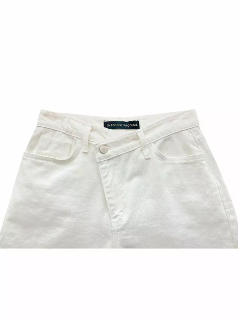 Inssense - Korean Women Fashion - #momslook - Cross Ob White Denim Shorts - 2