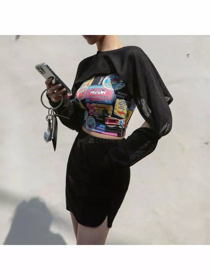 Inssense - Korean Women Fashion - #womensfashion - Vintage Patch Print Tube Top - 4