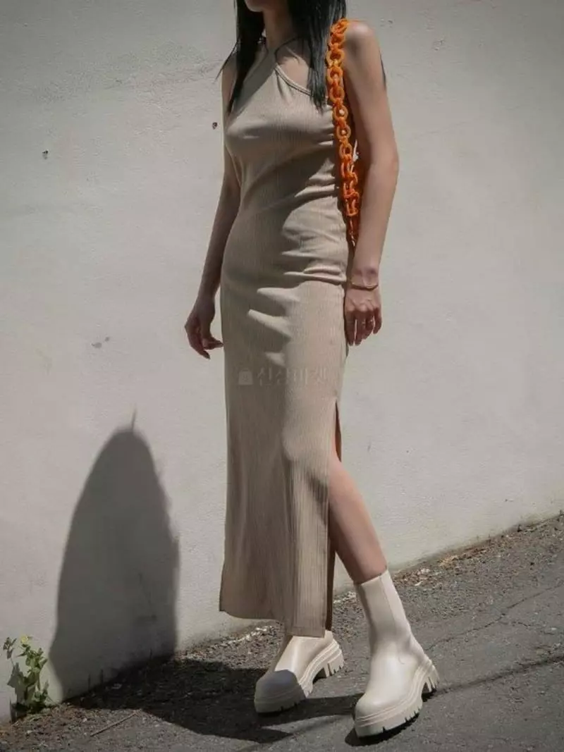 Inssense - Korean Women Fashion - #momslook - Rib Holter Maxy One-piece - 5
