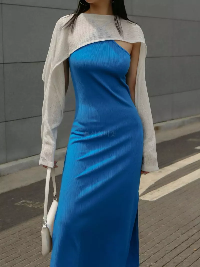 Inssense - Korean Women Fashion - #womensfashion - Side Slit Maxy One-piece - 4