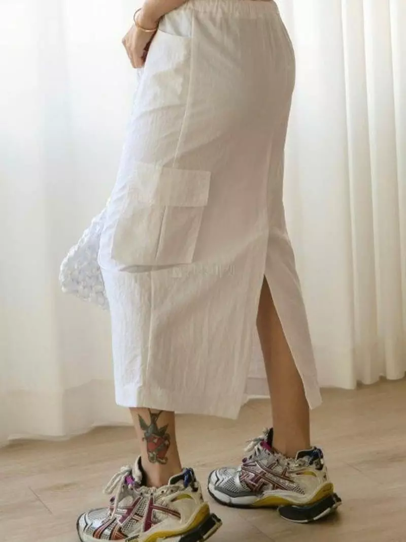 Inssense - Korean Women Fashion - #momslook - Nylon D Ring Midi Skirt - 3
