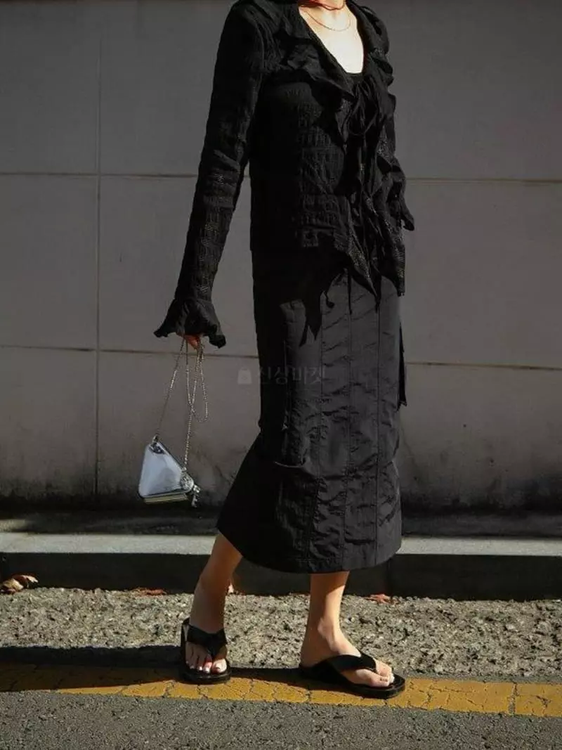 Inssense - Korean Women Fashion - #momslook - Nylon D Ring Midi Skirt - 7