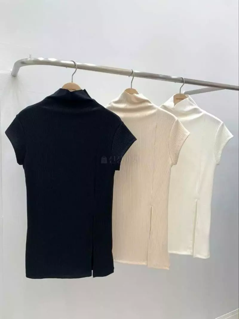 Inssense - Korean Women Fashion - #romanticstyle - High Neck Slit Top - 4