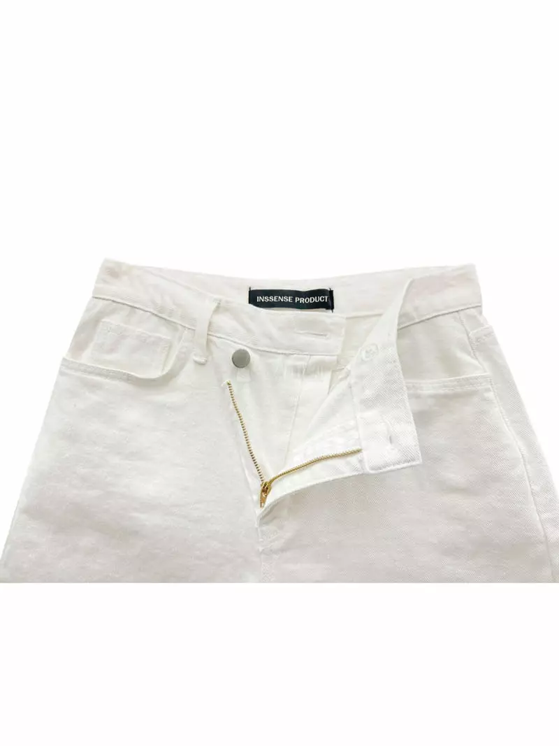 Inssense - Korean Women Fashion - #thelittlethings - Cross Ob White Denim Shorts