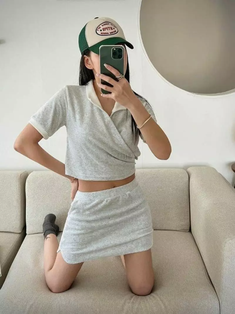 Inssense - Korean Women Fashion - #womensfashion - Terry Back Open Collar Top - 7