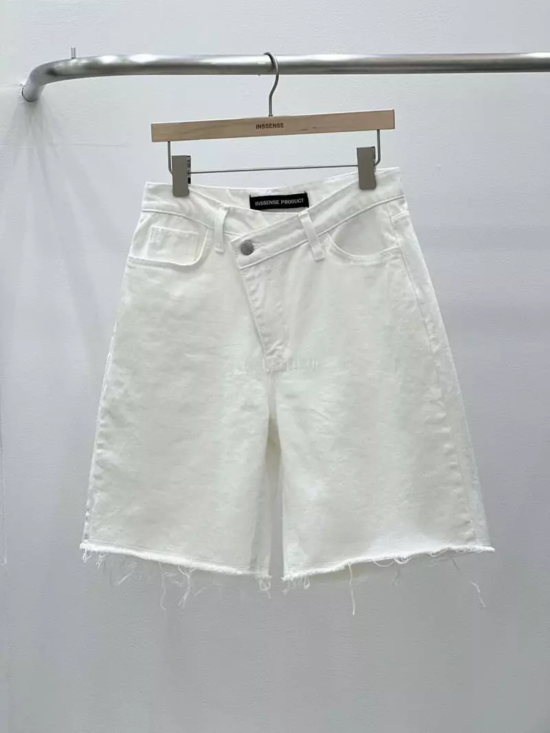 Inssense - Korean Women Fashion - #womensfashion - Cross Ob White Denim Shorts - 3