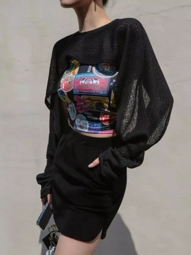 Inssense - Korean Women Fashion - #womensfashion - Vintage Patch Print Tube Top - 3