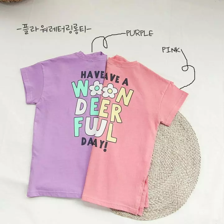 J-Room - Korean Children Fashion - #kidzfashiontrend - Flower Lettering Long Tee - 2