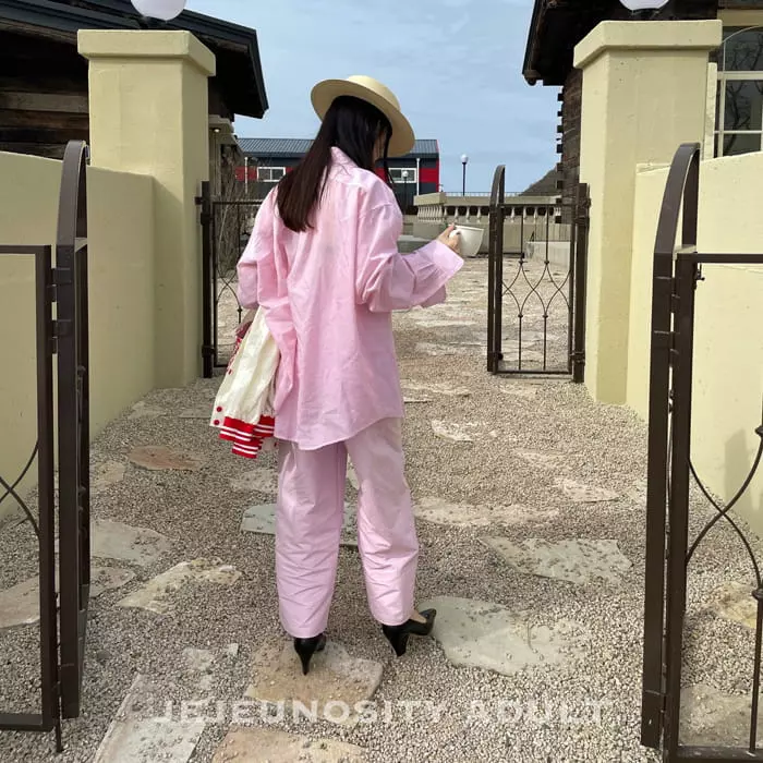 Jejeunosity - Korean Women Fashion - #momslook - Mom Pink Shirt - 2