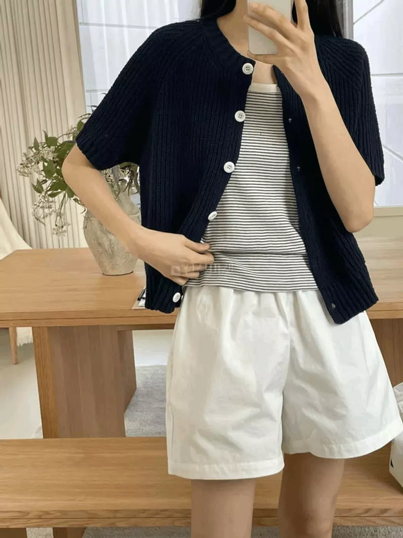 Jinsim - Korean Women Fashion - #momslook - Short Sleeves Cardigan