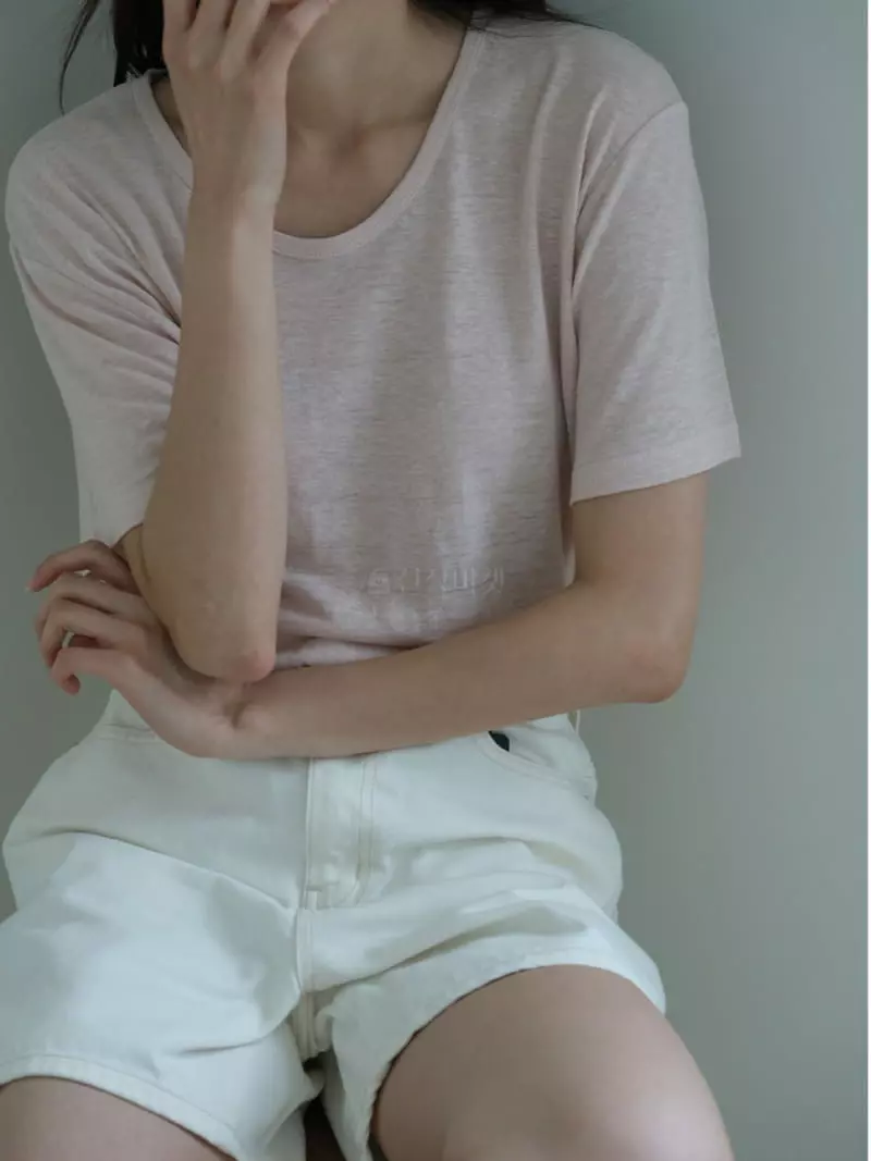 Jinsim - Korean Women Fashion - #momslook - U Neck Tee - 5
