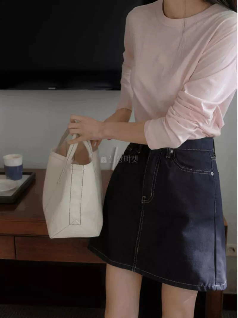 Jinsim - Korean Women Fashion - #momslook - Frenky Denim Skirt - 3
