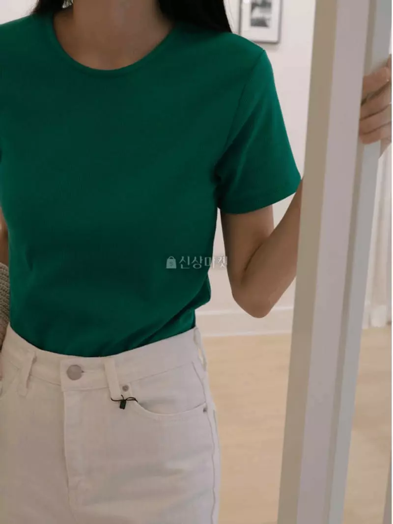Jinsim - Korean Women Fashion - #restrostyle - Basic Rib Tee - 2