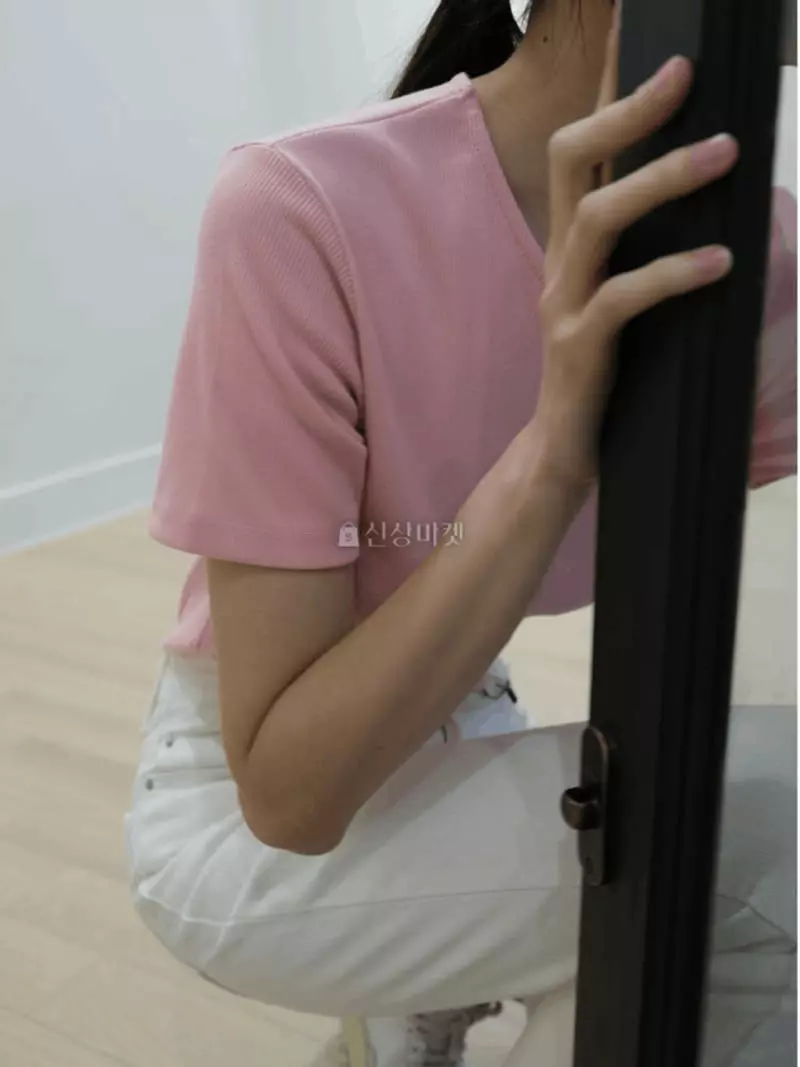 Jinsim - Korean Women Fashion - #romanticstyle - Basic Rib Tee - 4