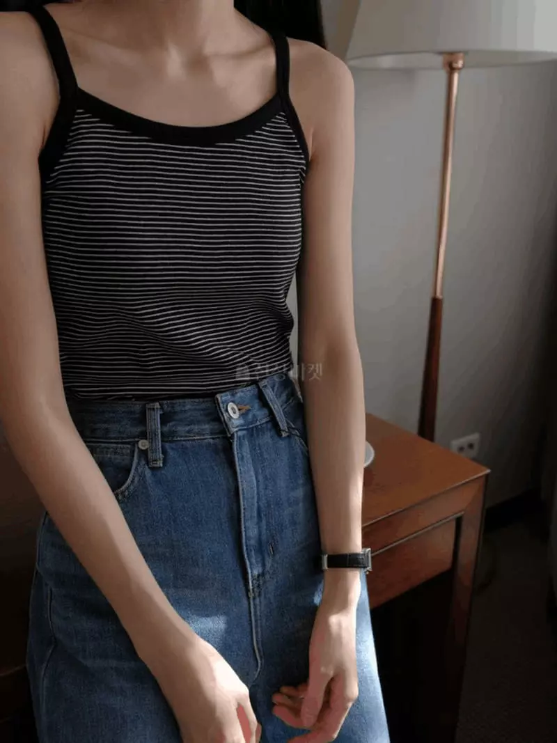 Jinsim - Korean Women Fashion - #womensfashion - Stripes Sleeveless - 3