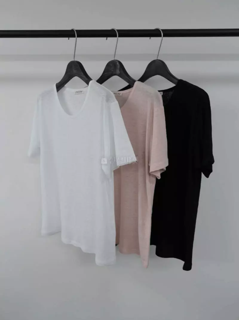 Jinsim - Korean Women Fashion - #momslook - U Neck Tee - 4