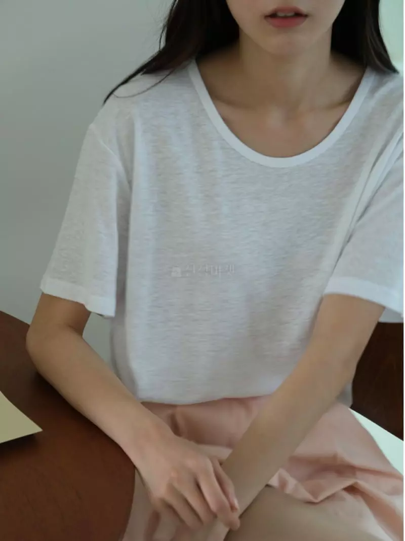 Jinsim - Korean Women Fashion - #womensfashion - U Neck Tee - 6