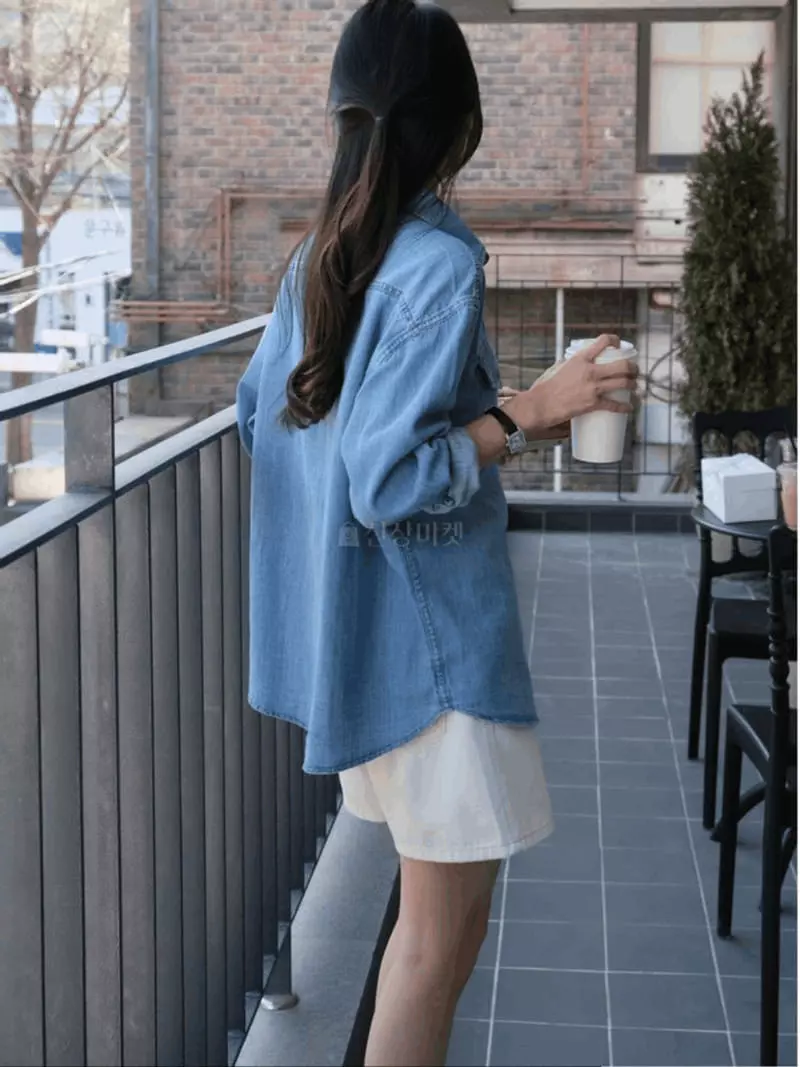 Jinsim - Korean Women Fashion - #womensfashion - Silvia Denim Shirt - 7