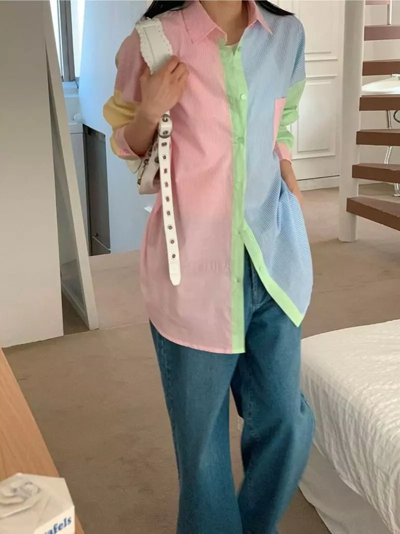 Jkichi - Korean Women Fashion - #momslook - Stripes Shirt