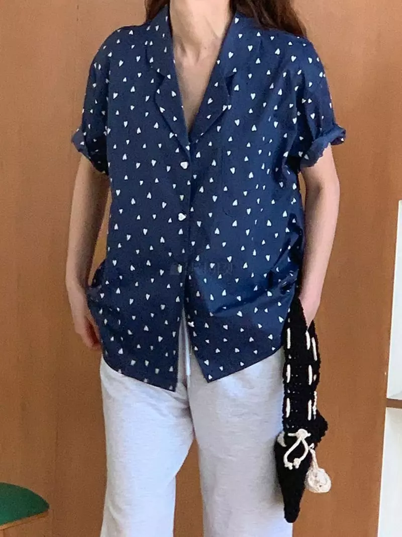 Jkichi - Korean Women Fashion - #momslook - Heart Shirt - 2