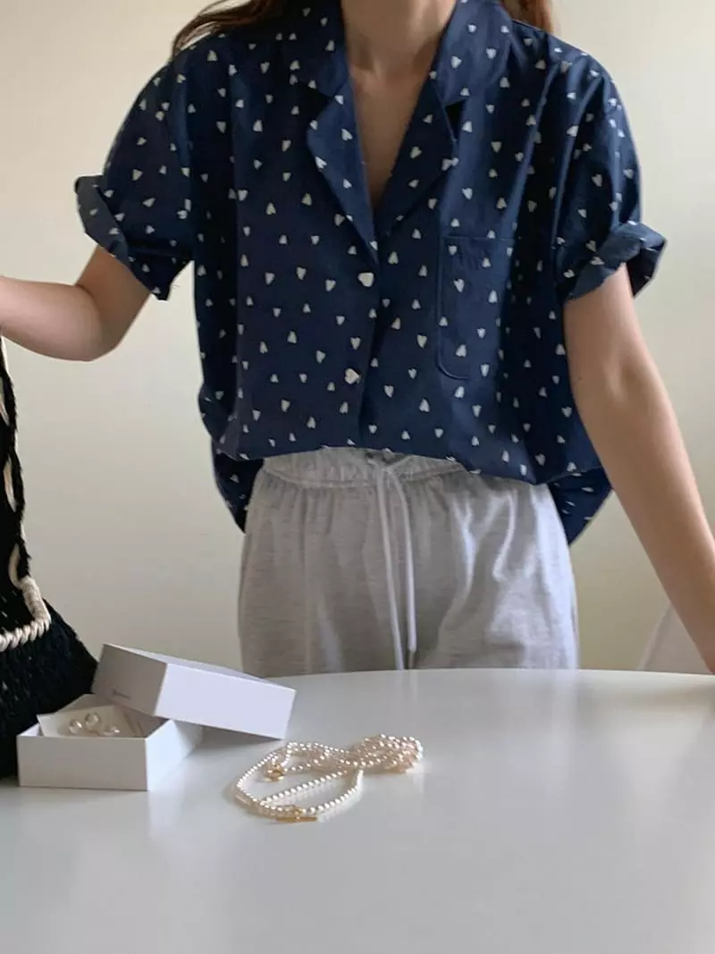 Jkichi - Korean Women Fashion - #momslook - Heart Shirt - 4