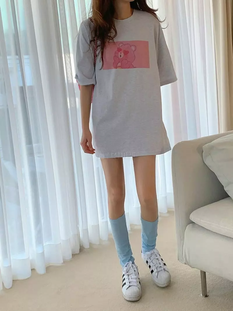Jkichi - Korean Women Fashion - #momslook - Pink Bear Tee - 2