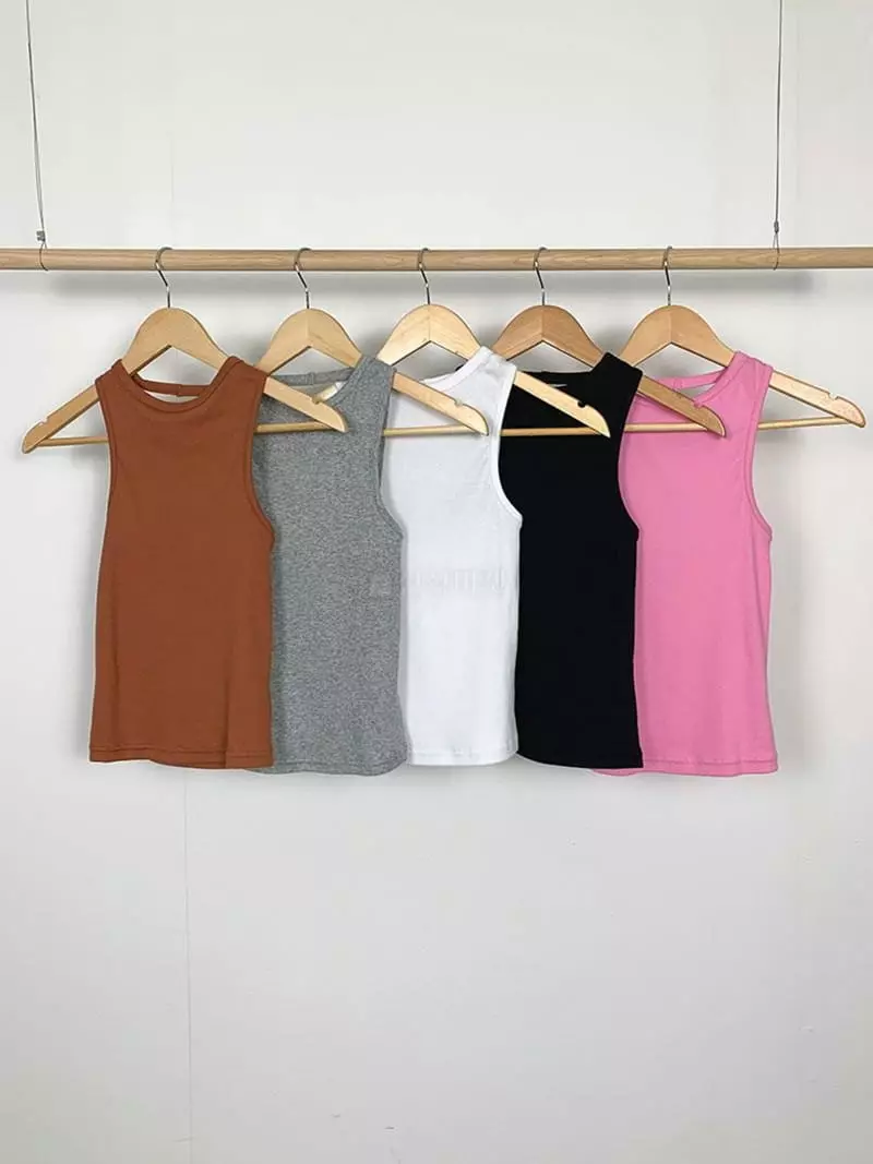 Jkichi - Korean Women Fashion - #womensfashion - String Rib Sleeveless - 4