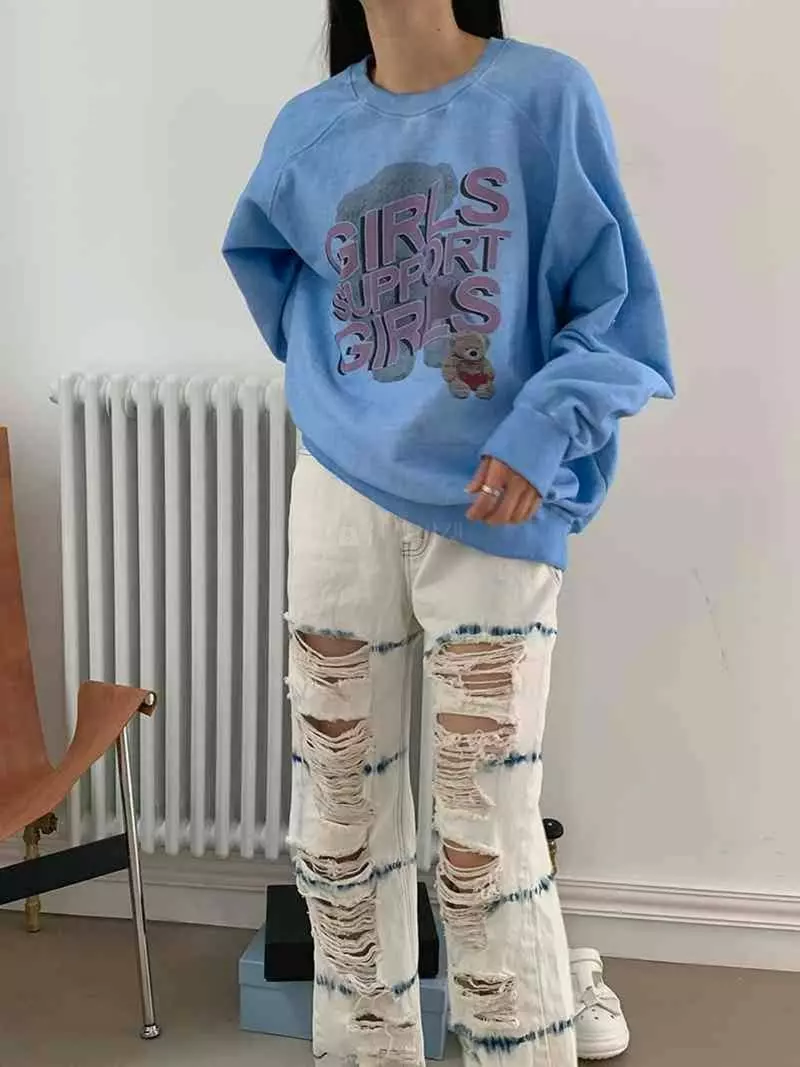 Jkichi - Korean Women Fashion - #momslook - Girls Ted Sweatshirt