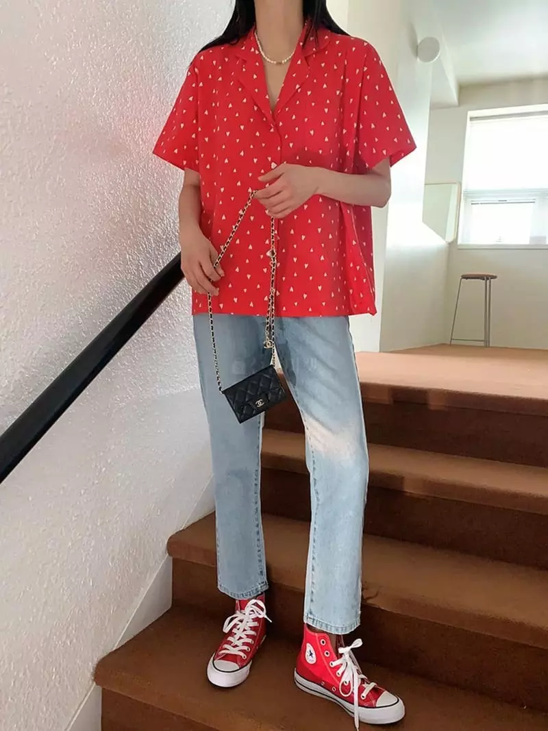 Jkichi - Korean Women Fashion - #vintageinspired - Heart Shirt - 6