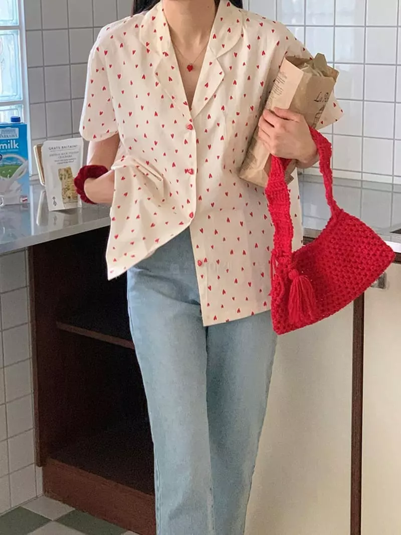 Jkichi - Korean Women Fashion - #vintagekidsstyle - Heart Shirt - 7