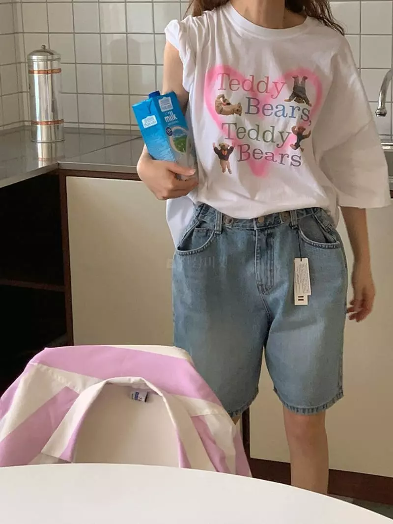 Jkichi - Korean Women Fashion - #womensfashion - Pastel Bear Tee - 2