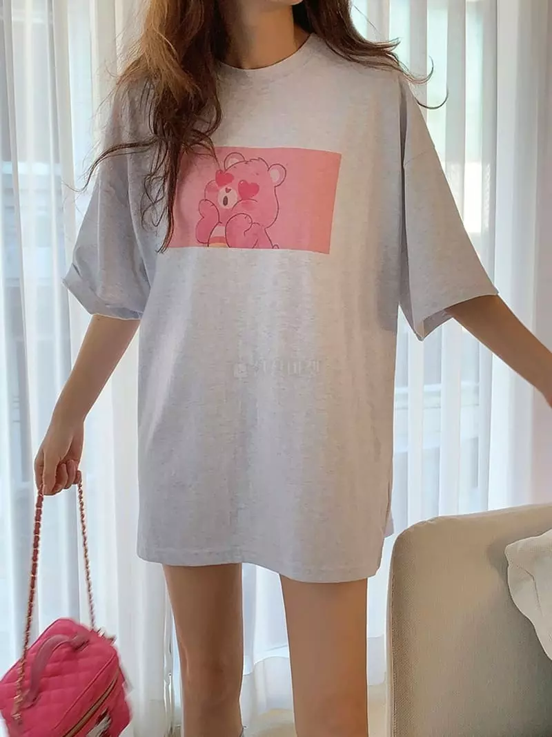 Jkichi - Korean Women Fashion - #womensfashion - Pink Bear Tee - 3