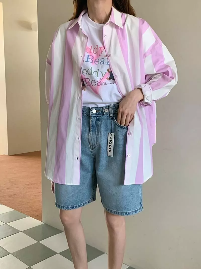 Jkichi - Korean Women Fashion - #womensfashion - Big Stripes Shirt - 2