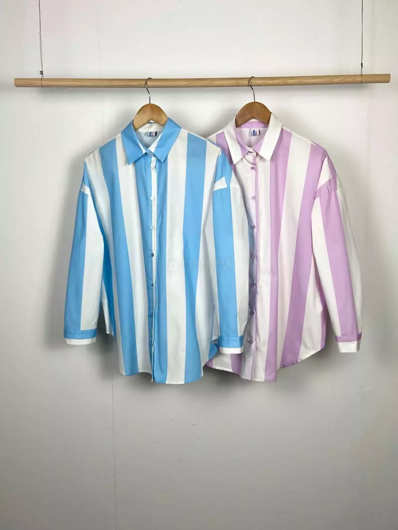 Jkichi - Korean Women Fashion - #momslook - Big Stripes Shirt - 4
