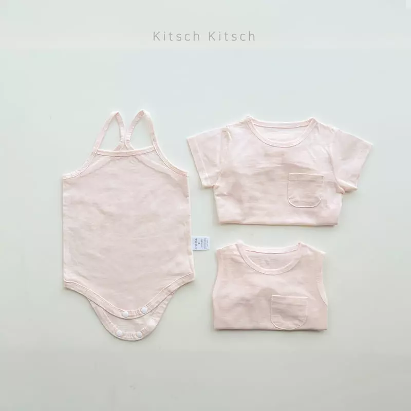 Kitsch Kitsch - Korean Baby Fashion - #babyboutique - Summer Short Sleeves String Sleeveless Round Sleeveless Bodysuit Set - 3