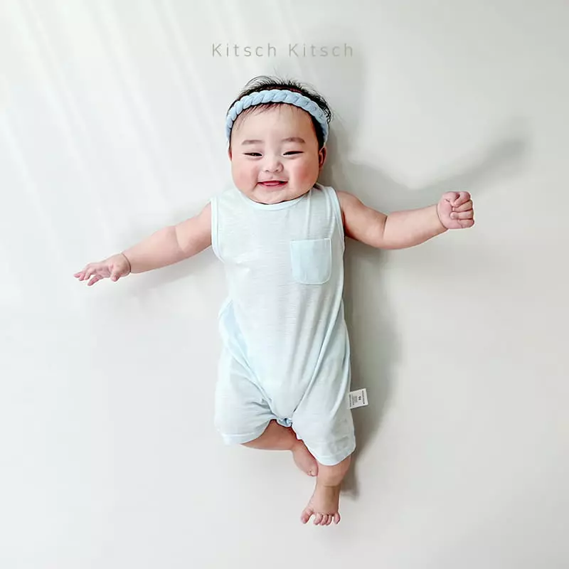 Kitsch Kitsch - Korean Baby Fashion - #babyclothing - Summer Short Sleeves String Sleeveless Round Sleeveless Bodysuit Set - 6
