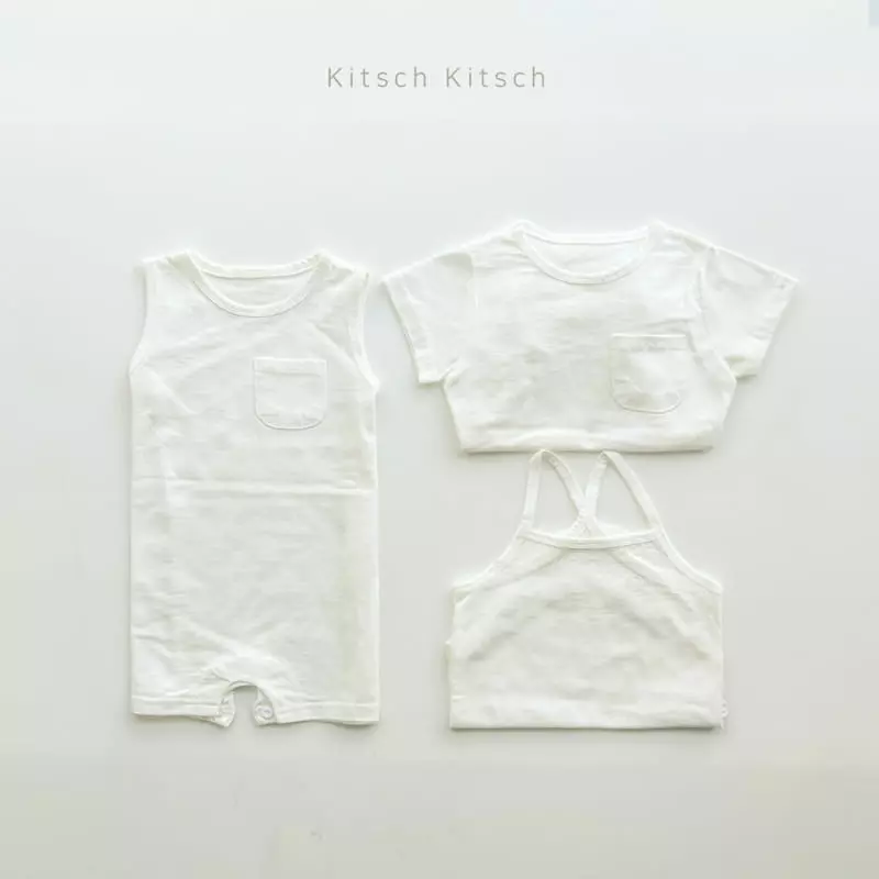 Kitsch Kitsch - Korean Baby Fashion - #onlinebabyboutique - Summer Short Sleeves String Sleeveless Round Sleeveless Bodysuit Set