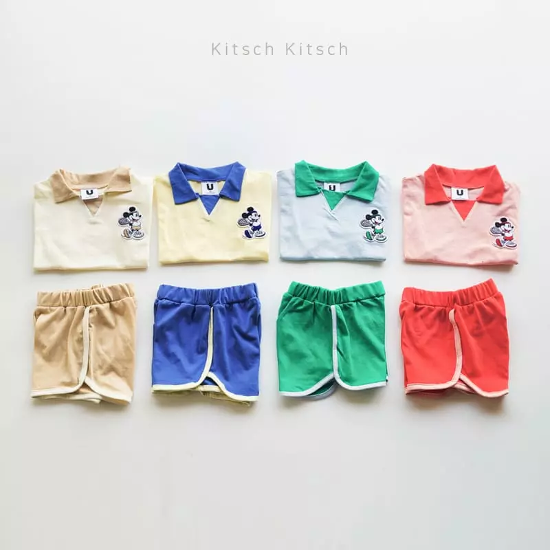 Kitsch Kitsch - Korean Children Fashion - #Kfashion4kids - Let's Play Tennis Mickey Top Bottom Set Pants Color